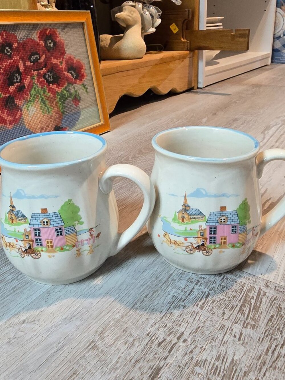 Vintage Jamestown China Country Home Mugs - Set of 2